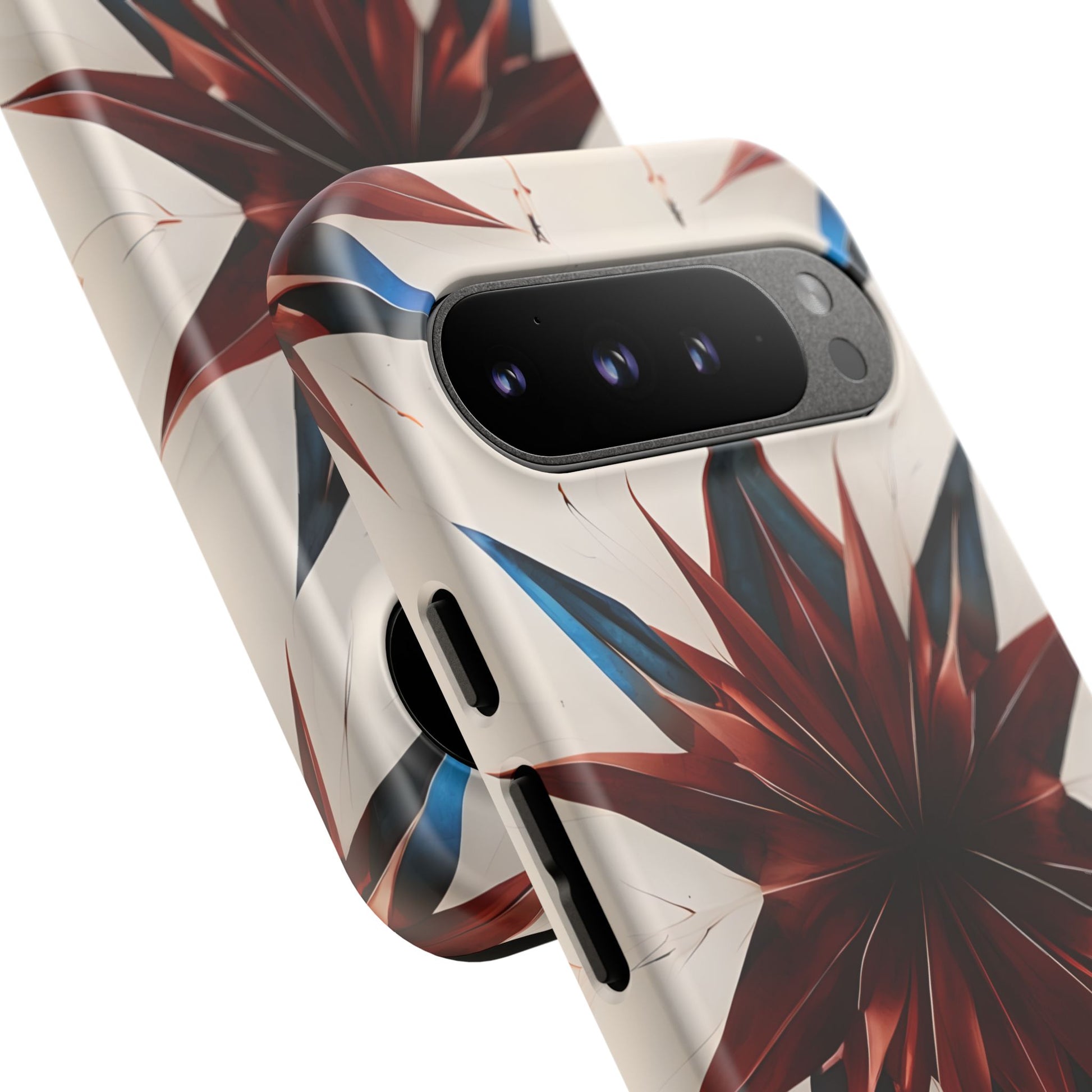 Garnet Starburst - Kaleidoscope Collection Gemstone Floral - Google Pixel 9 Pro XL Tough Phone Case - Floral Burst Design