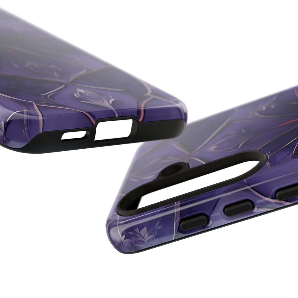 Violet Nebula - Kaleidoscope Collection Artistic Floral Burst - Samsung Galaxy S24 Tough Phone Case - Bold Purple Symmetrical Design