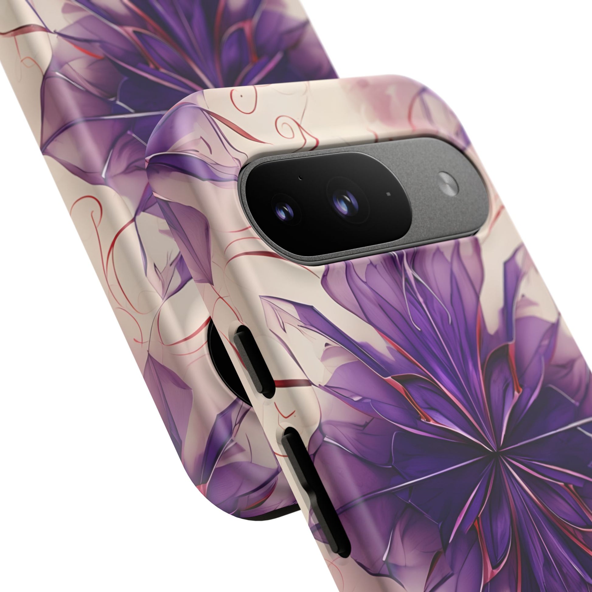 Violet Reverie - Kaleidoscope Collection Artistic Floral Burst - Google Pixel 9 Tough Phone Case - Bold Purple Symmetrical Design