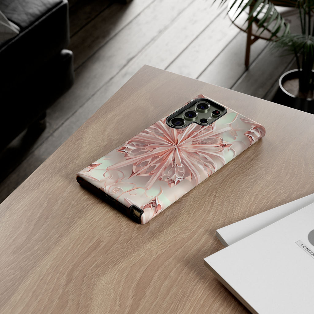 Blush Frost from our Kaleidoscope Collection - Samsung Galaxy S23 Ultra tough case - Soft Pink Geometric Floral Design