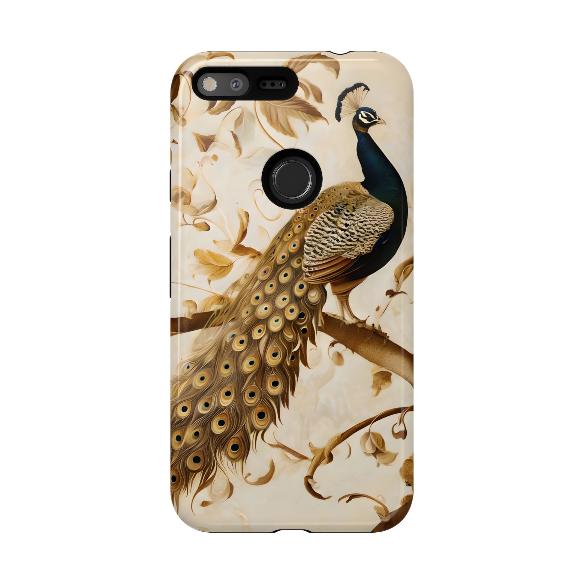 Golden Plumage - Luxe Peacock Art Google Pixel XL Phone Case - Elegant Gold & Cream Design