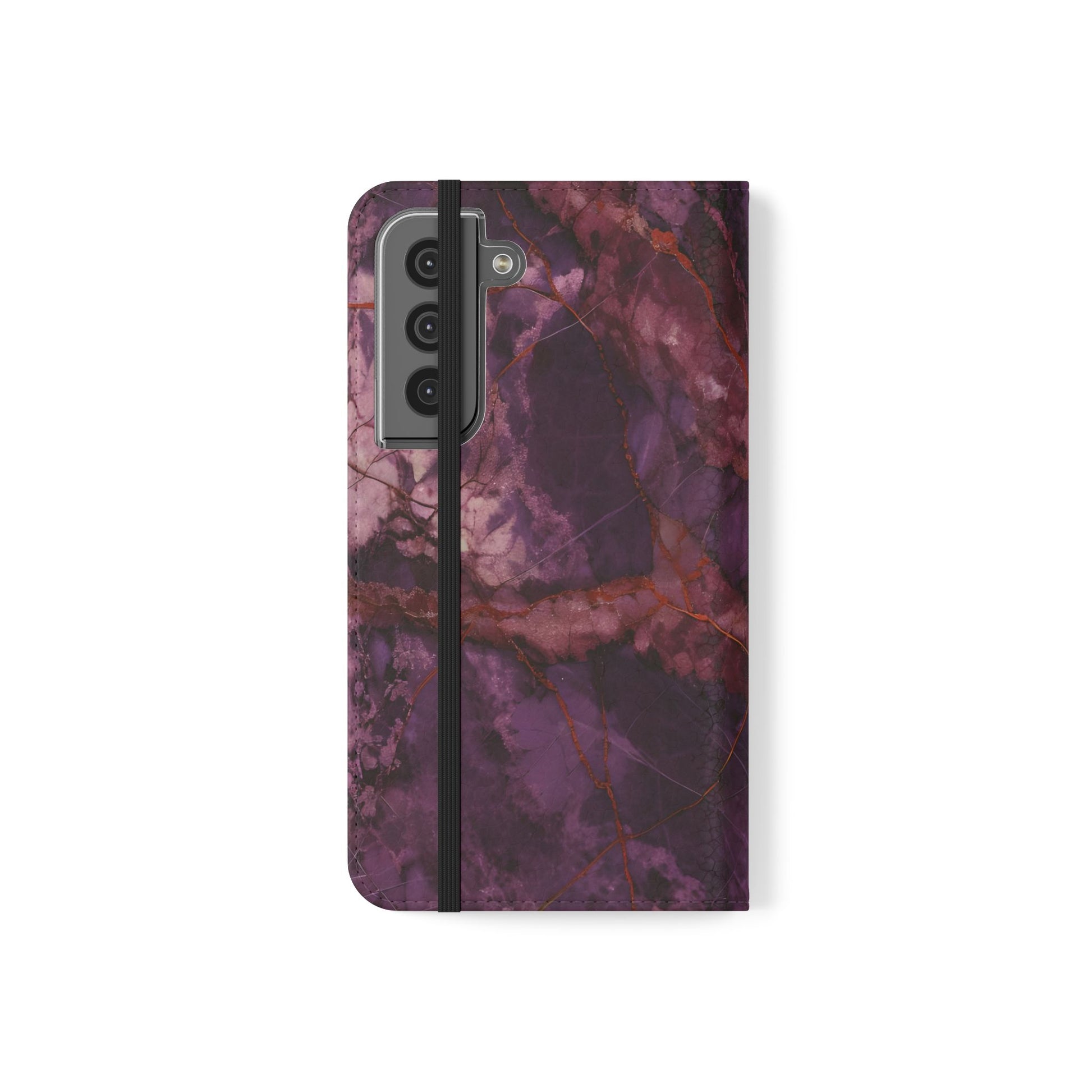 Amethyst Current Wallet Phone Case - Elegant Purple Marble Flip Cover for Samsung Galaxy S22