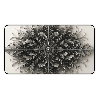Obsidian Bloom desk mat featuring dramatic black floral bloom artwork