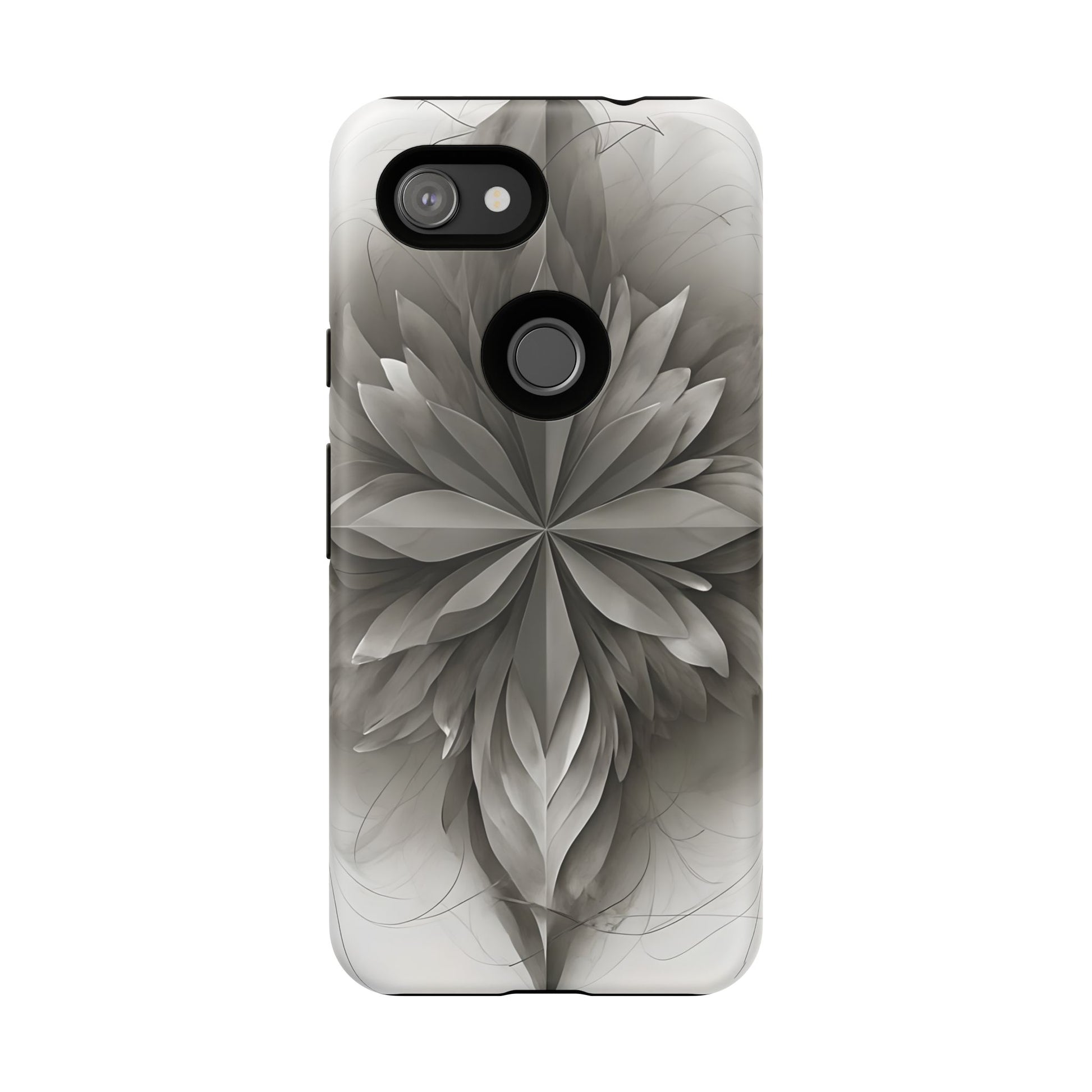 Silver Lotus - Elegant Monochrome Floral Google Pixel 3a Tough Phone Case - Modern Lotus Design