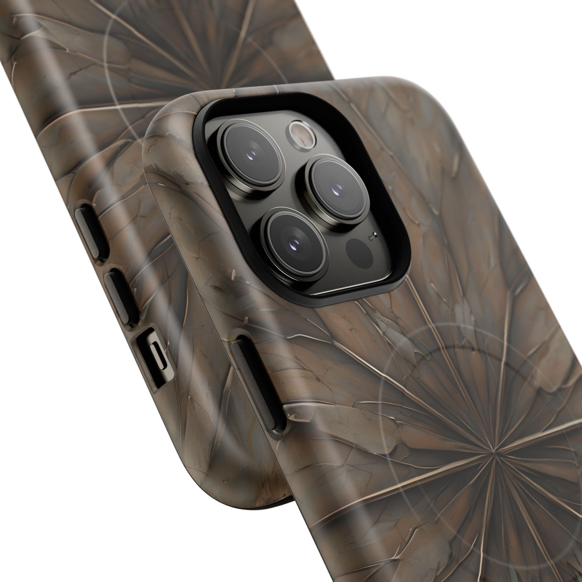 Earthstone Mandala - Kaleidoscope Collection Artistic Taupe Burst - iPhone 14 Pro Max MagSafe Phone Case