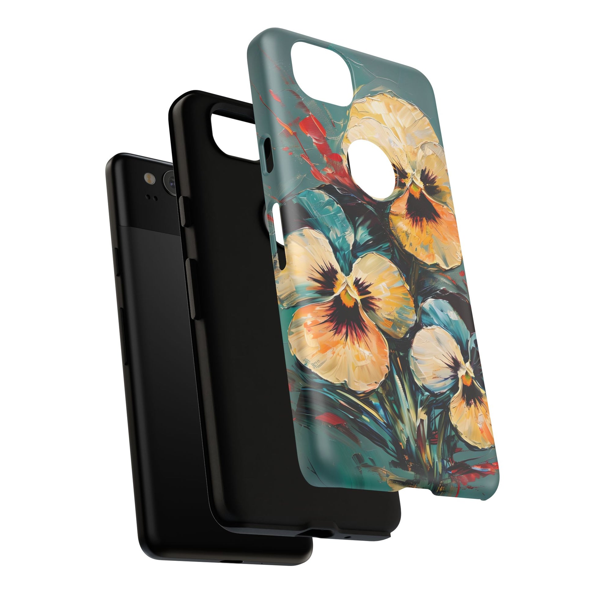 Golden Pansy Cascade Tough Case for Google Pixel 2 - Floral Artistic Shockproof Cover, Elegant Protective Phone Case