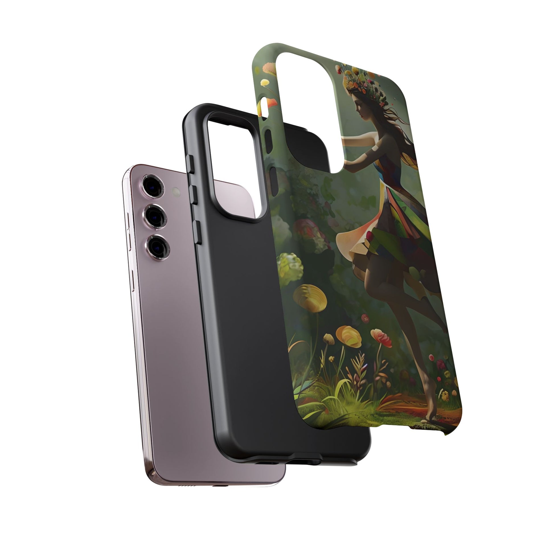 Dancing Wildflower Muse Samsung Galaxy S23 Plus Tough Case - Artistic Floral Fantasy Cover - Whimsical Nature-Inspired Protective Accessory