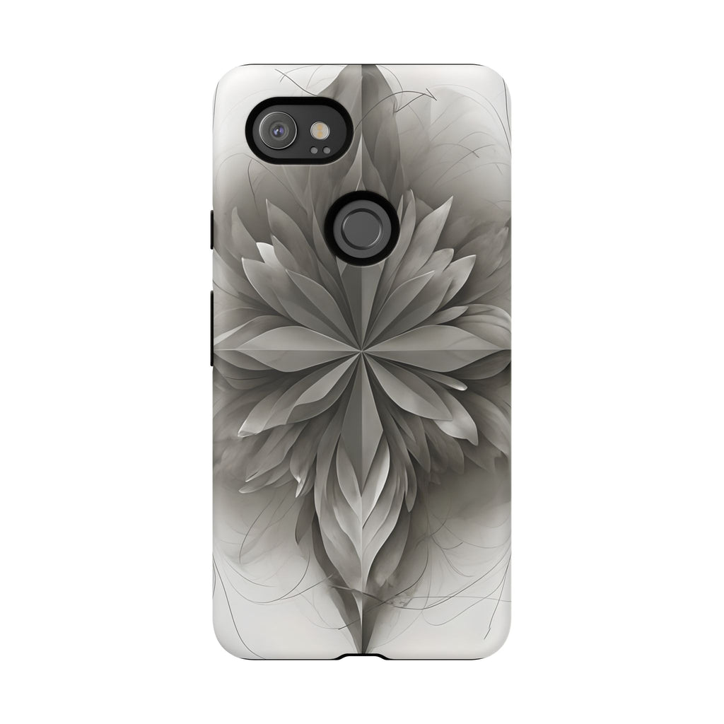 Silver Lotus - Elegant Monochrome Floral Google Pixel 2XL Tough Phone Case - Modern Lotus Design