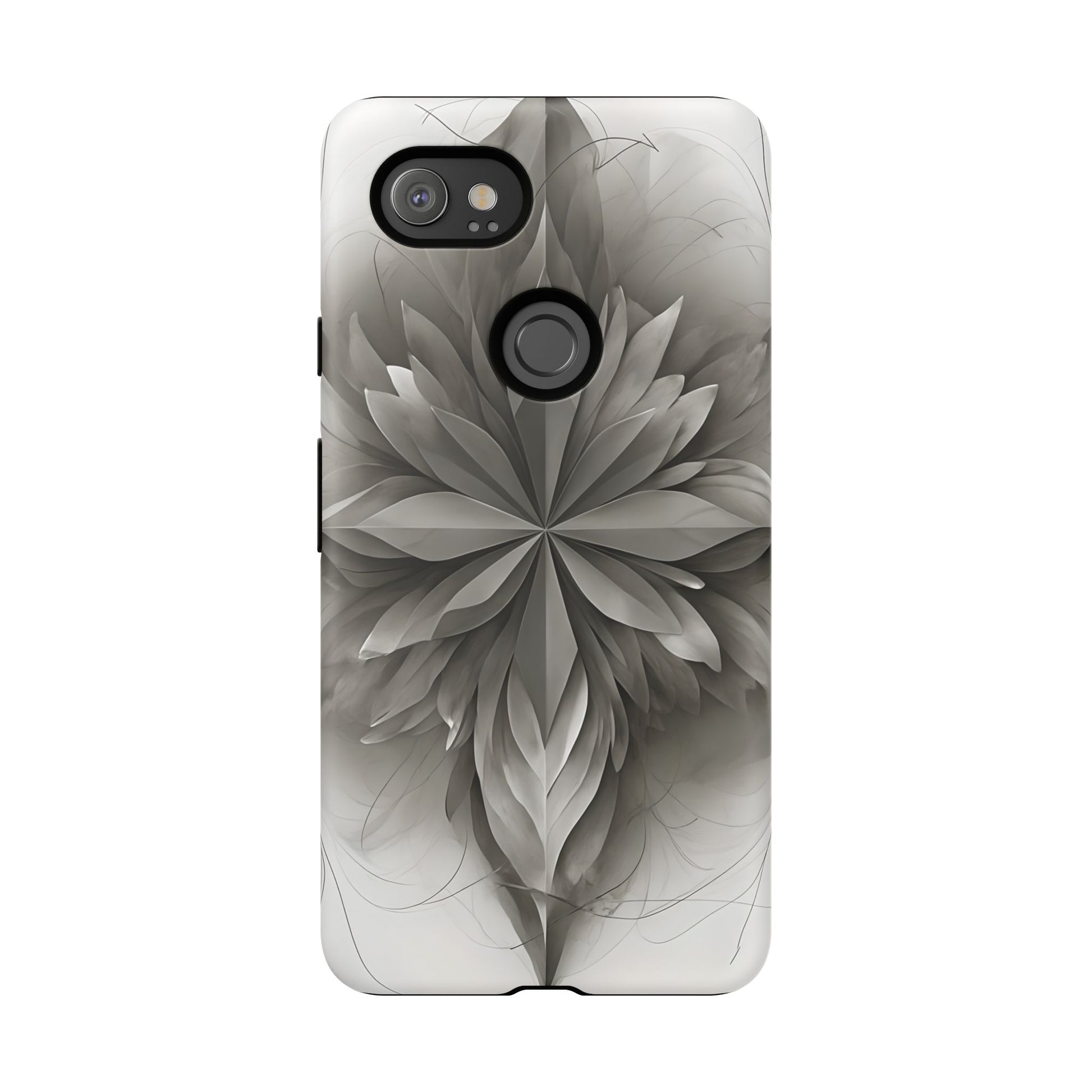 Silver Lotus - Elegant Monochrome Floral Google Pixel 2XL Tough Phone Case - Modern Lotus Design