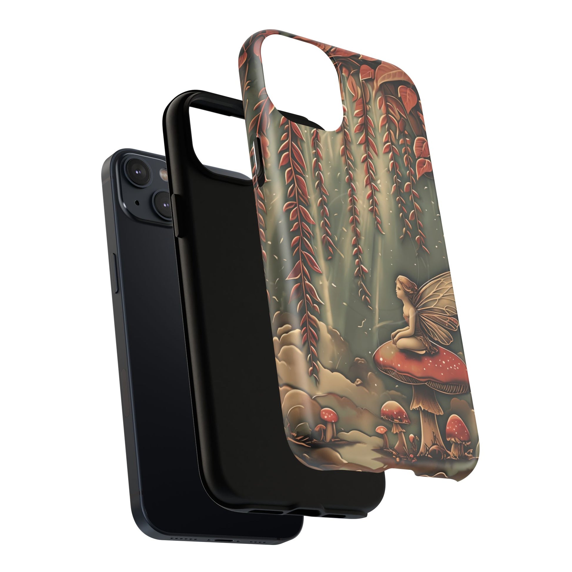 Willow Whisper - Tranquil Nature Art iPhone 14 Plus MagSafe Phone Case - Serene Willow Tree & Meditative Figure Design