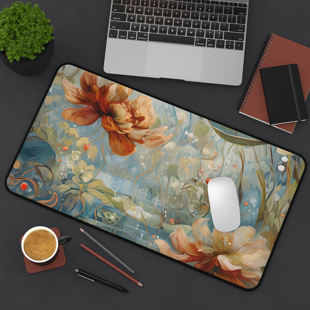 Waterlily Dreamscape Designer Desk Mat - Premium Office Desk Pad, 3 Sizes Available, Artistic Workspace Protection