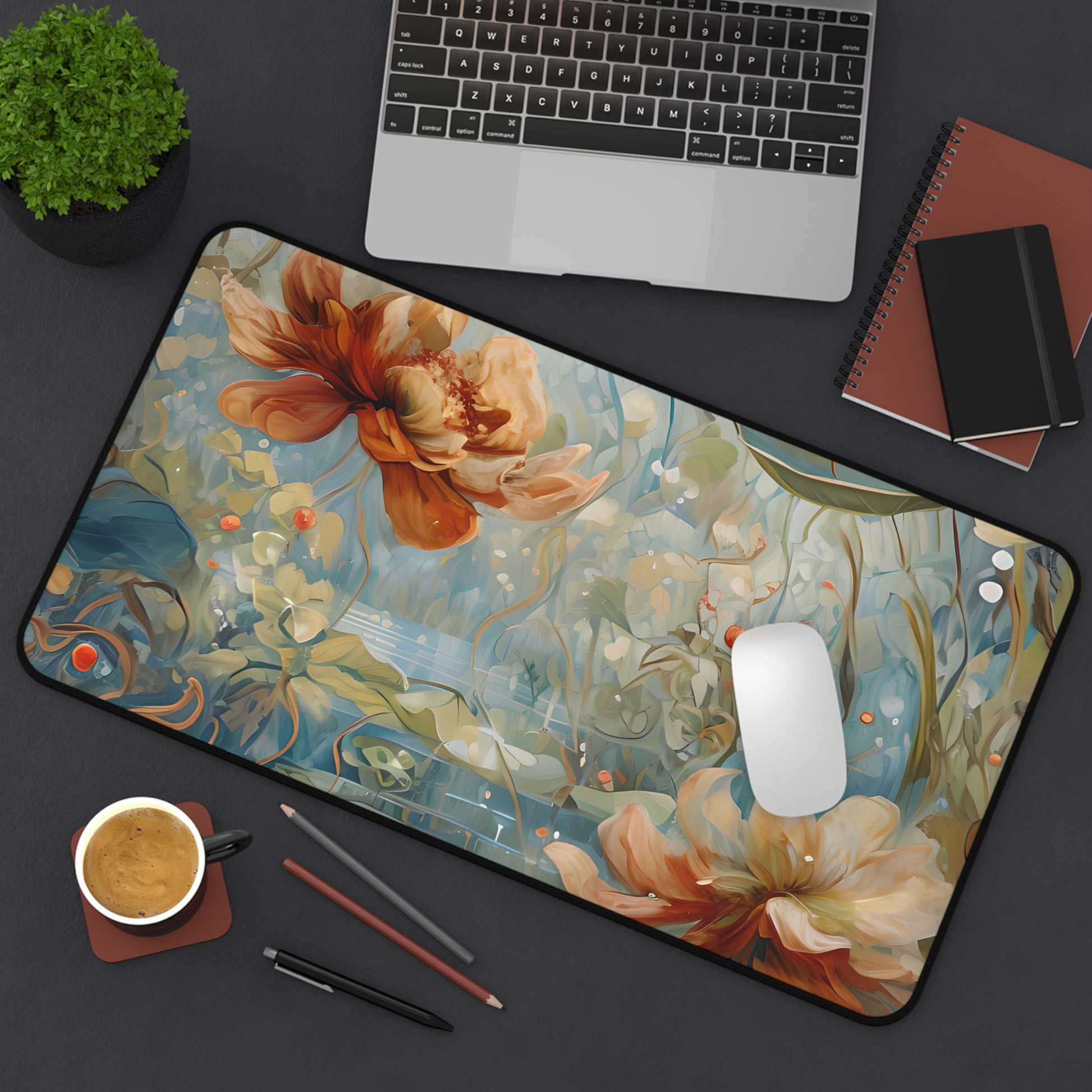Waterlily Dreamscape Designer Desk Mat - Premium Office Desk Pad, 3 Sizes Available, Artistic Workspace Protection