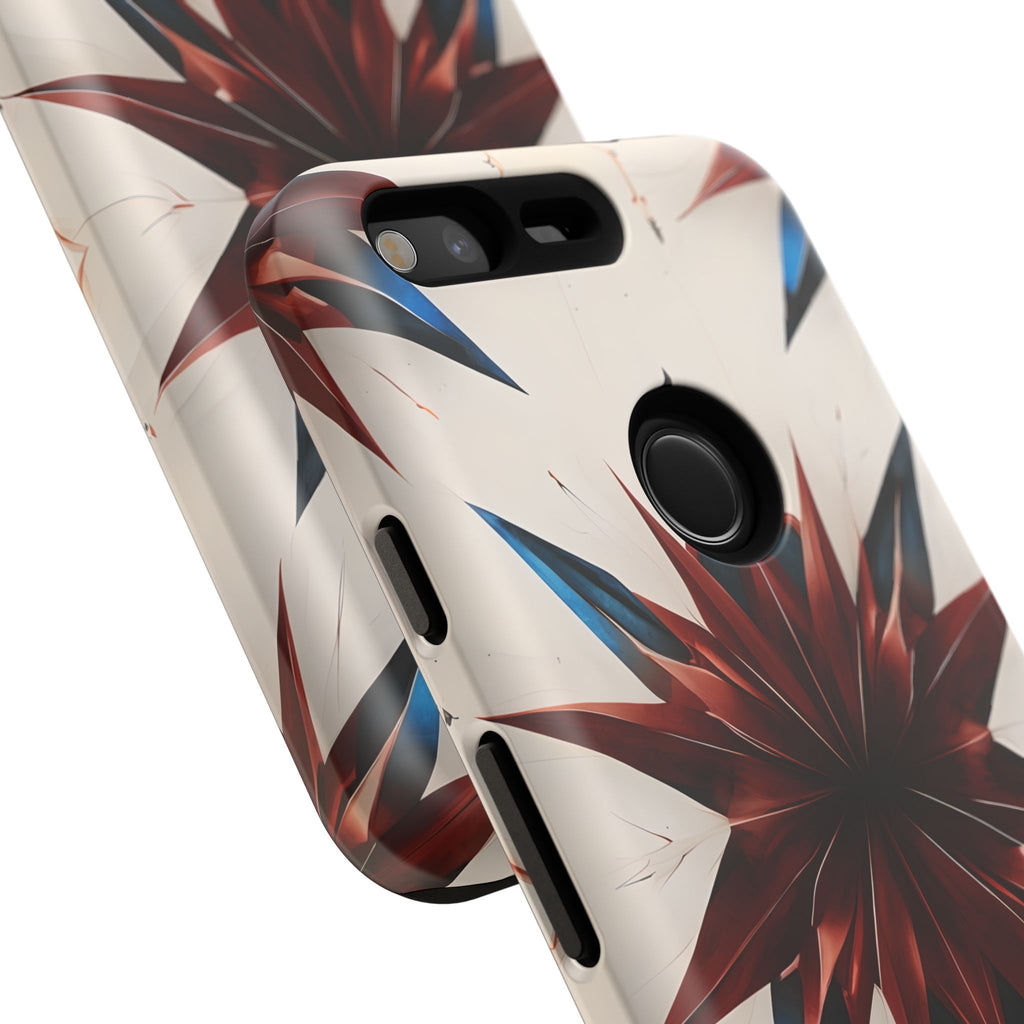 Garnet Starburst - Kaleidoscope Collection Gemstone Floral - Google Pixel Tough Phone Case - Floral Burst Design