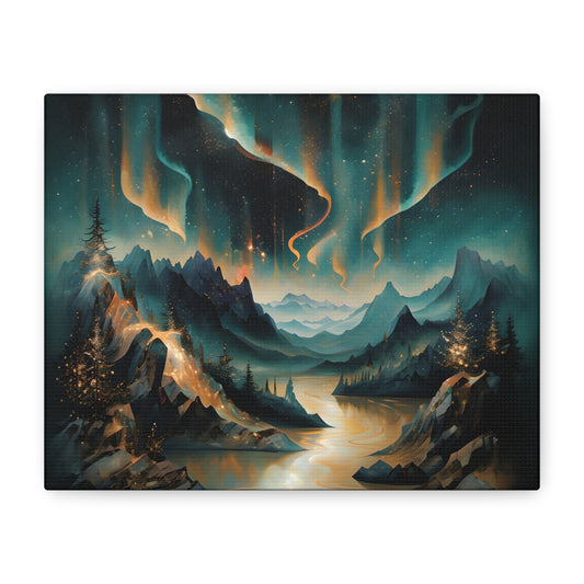 Aurora Dreamscape -Elegant Horizontal Wall Art Print - Northern Lights Canvas Print