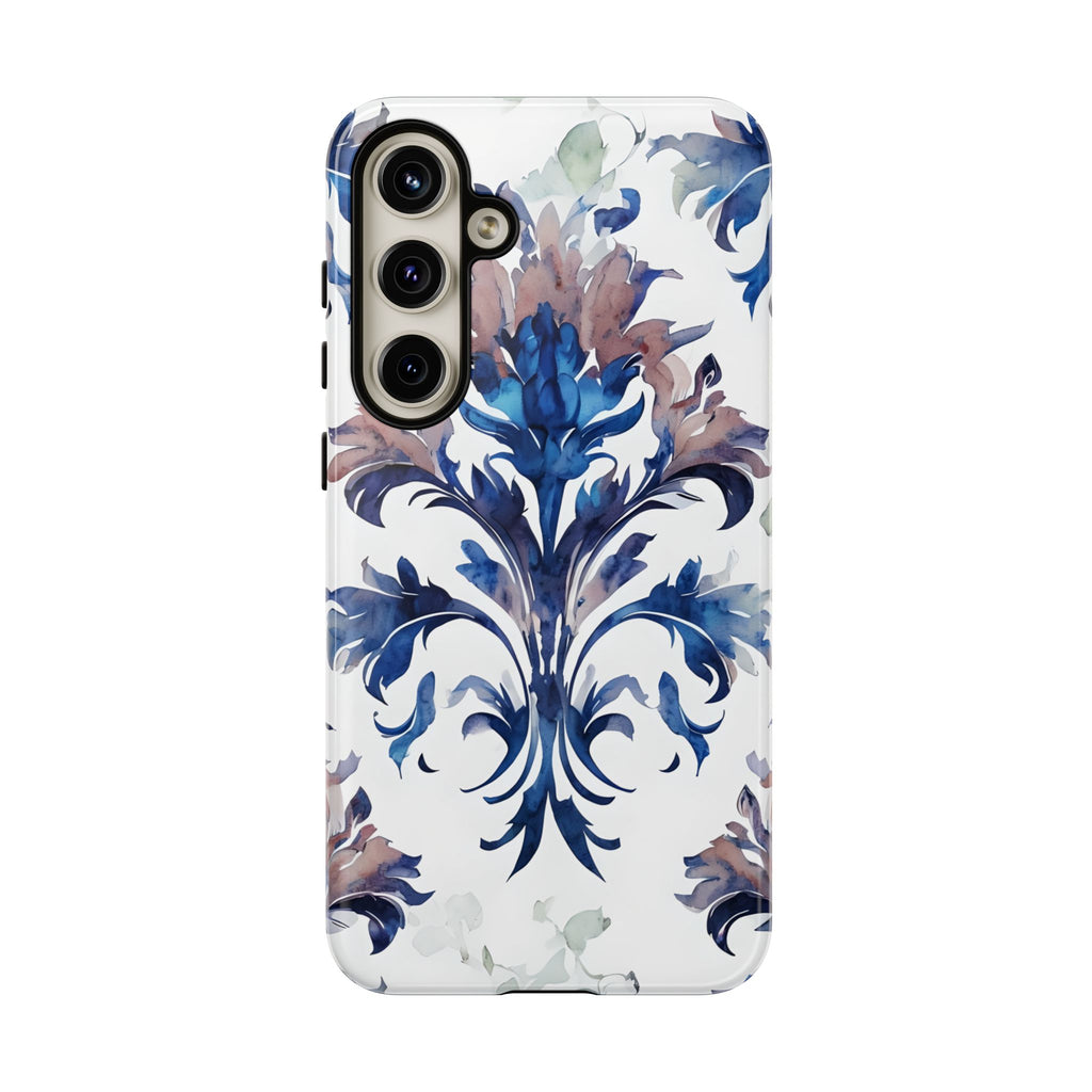Delft Reverie - Elegant Blue & White Samsung S24 Plus Tough Phone Case - Dutch Delftware-Inspired Floral Design