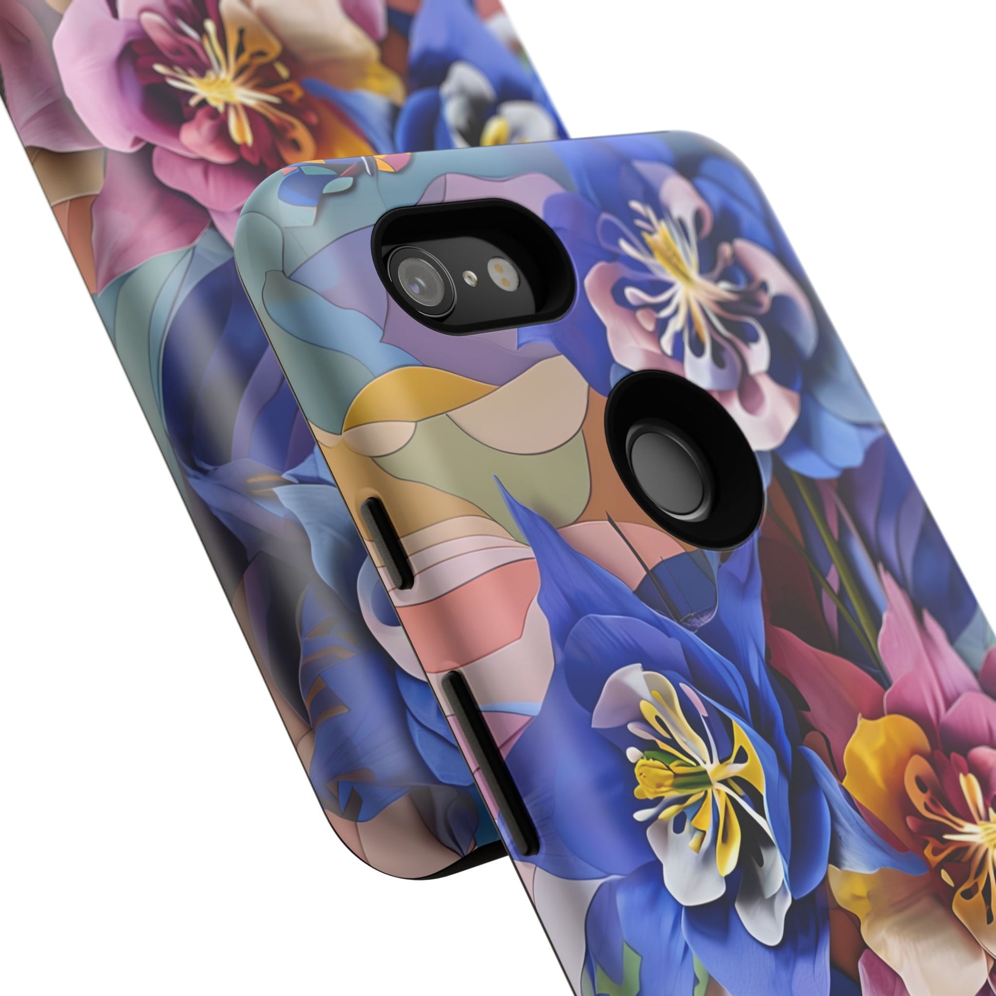 Blue Columbine Carnivale - Artistic Floral & Butterfly Google Pixel 3XL Tough Phone Case - Vibrant Botanical Design