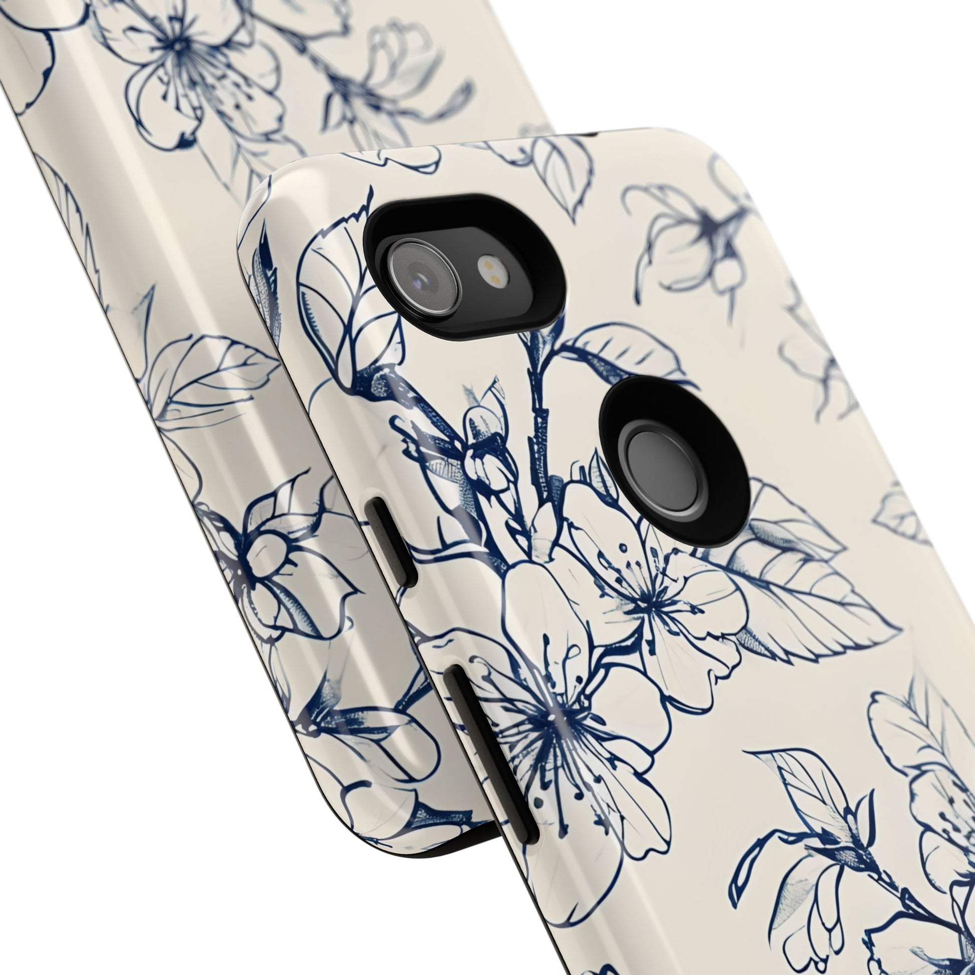 Blossom Sketch - Artistic Blue Floral Google Pixel 3a XL - Tough Phone Case - Hand-Drawn Botanical Design