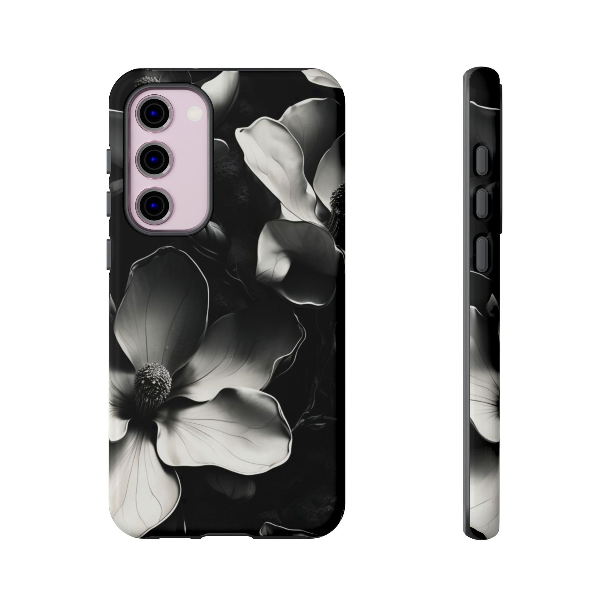 Monochrome Magnolia - Elegant Black & White Floral Samsung Galaxy S23 Plus Tough Phone Case - Artistic Magnolia Design