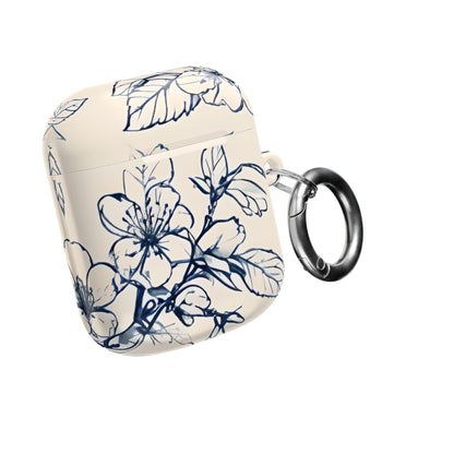 Blossom Sketch AirPod Case - Elegant Floral Earbud Cover for Gen 1, 2, 3, Pro Gen 1 & 2 - Chic Blue Botanical Gift for Her