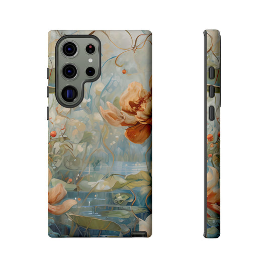 Waterlily Dreamscape water lily pond floral wraparound Samsung Galaxy phone case front and side view