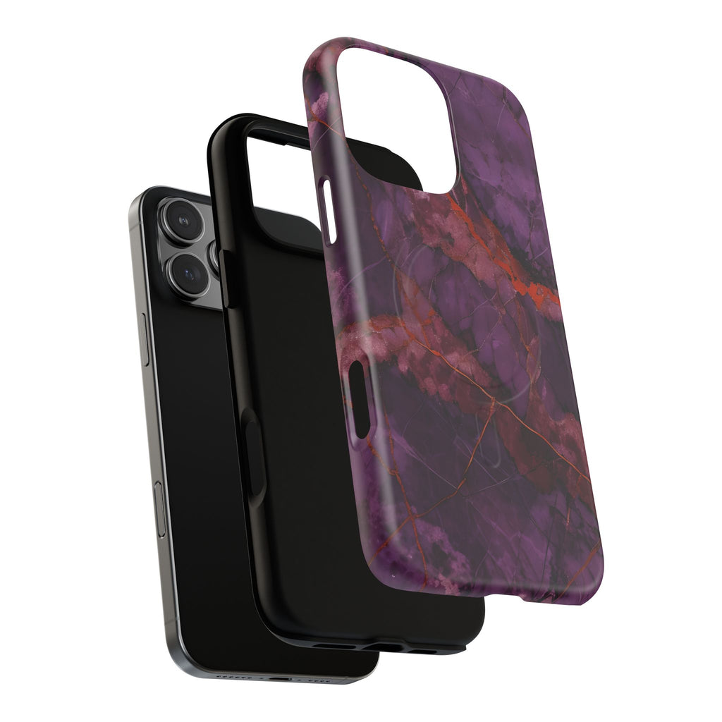 Amethyst Current - Kaleidoscope Collection Artistic Floral Burst - iPhone 16 Pro Max MagSafe Phone Case - Bold Purple Symmetrical Design