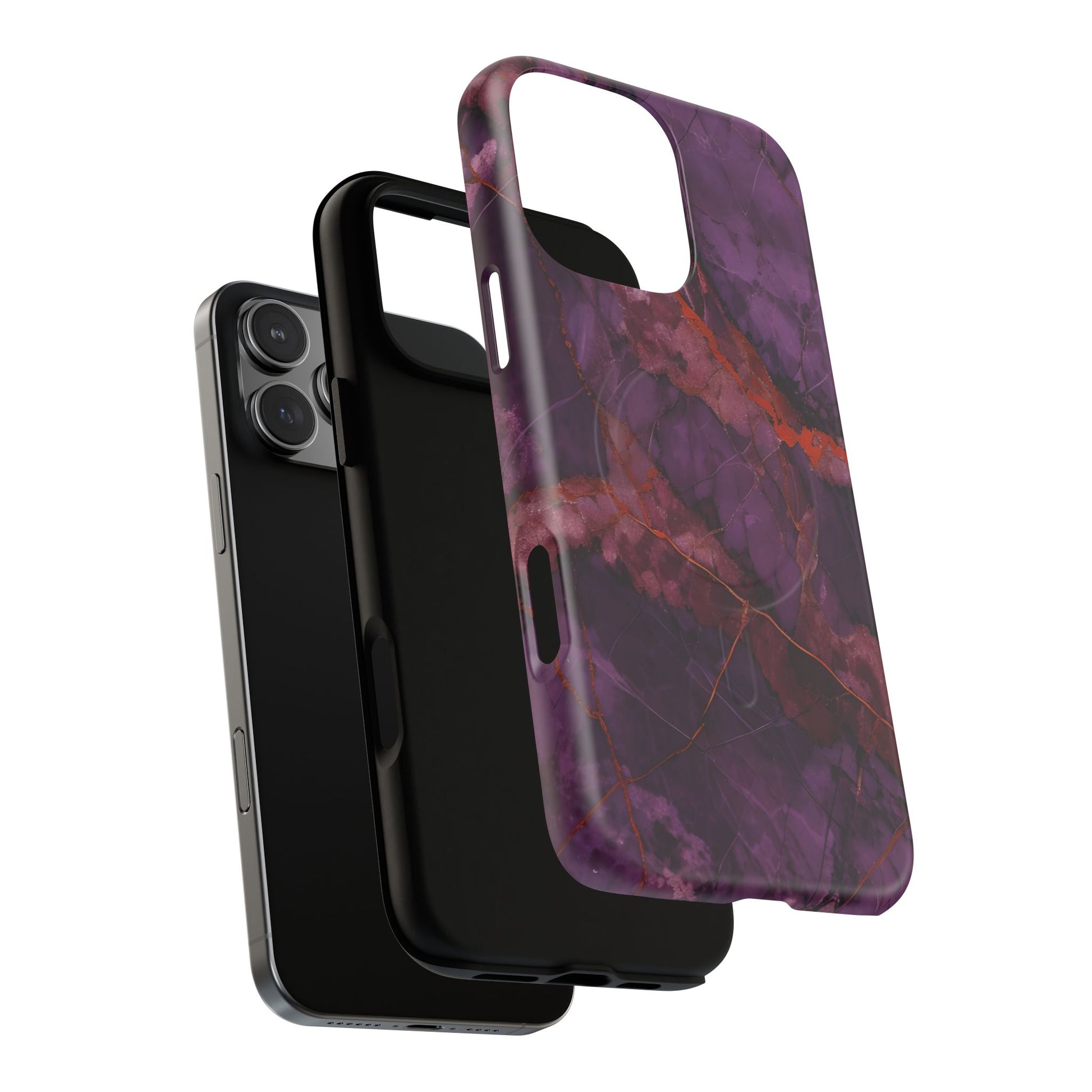 Amethyst Current - Kaleidoscope Collection Artistic Floral Burst - iPhone 16 Pro Max MagSafe Phone Case - Bold Purple Symmetrical Design