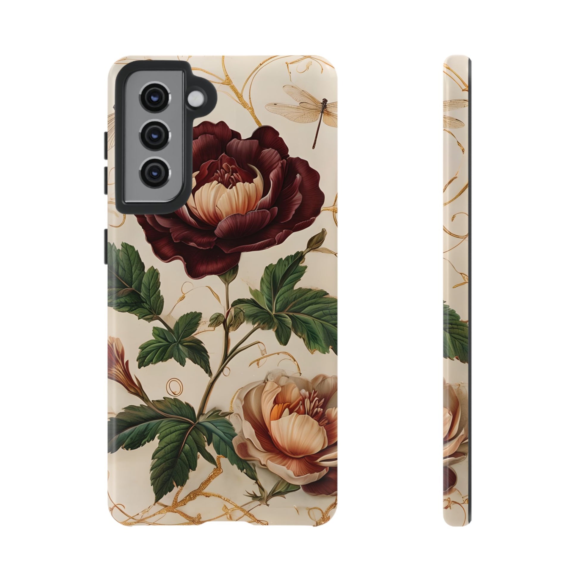 Vintage Burgundy Rose - Elegant Floral Samsung Galaxy S21 Phone Case - Classic Painterly Rose Design