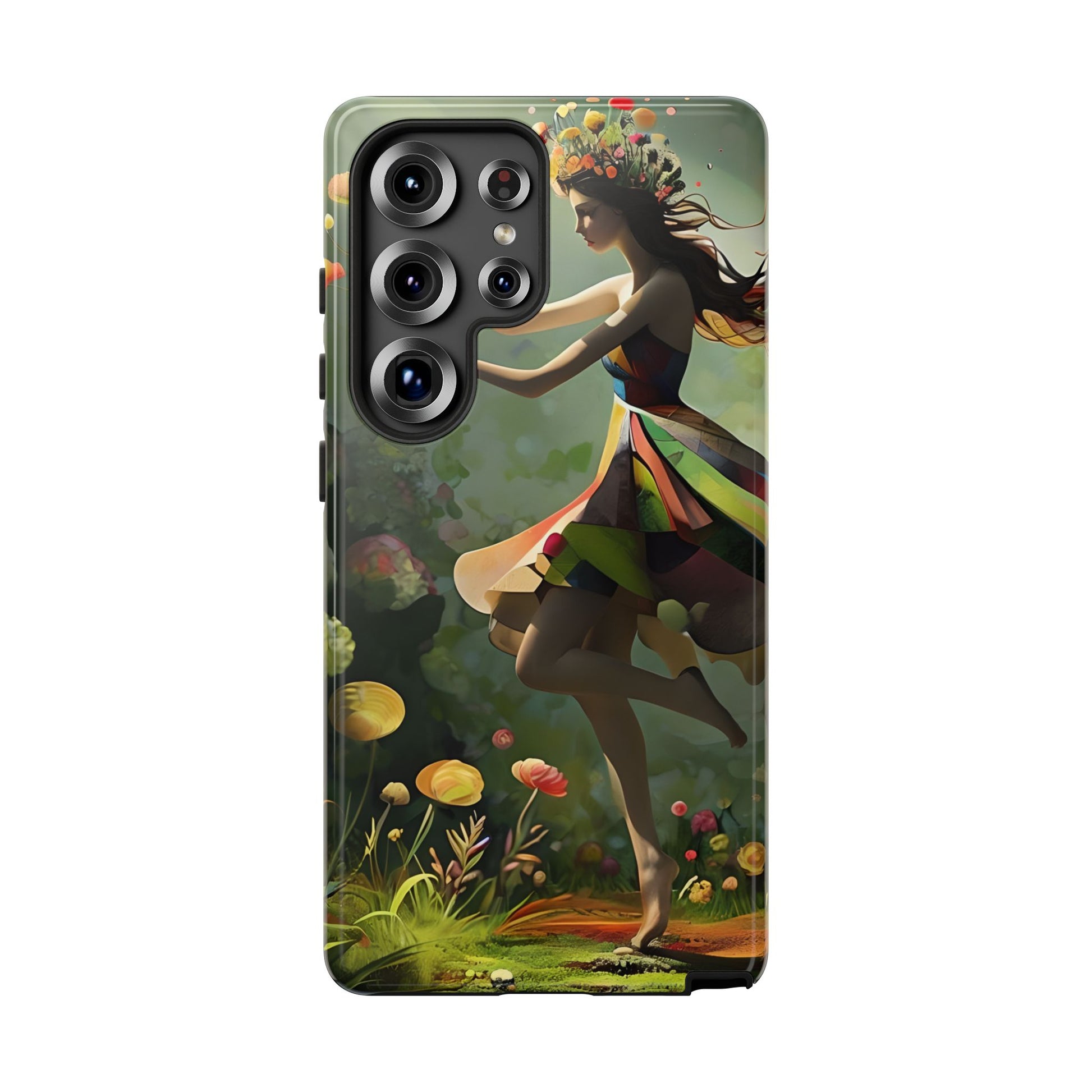 Dancing Wildflower Muse Samsung Galaxy S25 Ultra Tough Case - Artistic Floral Fantasy Cover - Whimsical Nature-Inspired Protective Accessory