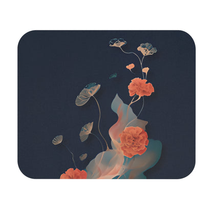 Lotus Reverie mouse pad featuring elegant lotus flower artwork on deep navy background