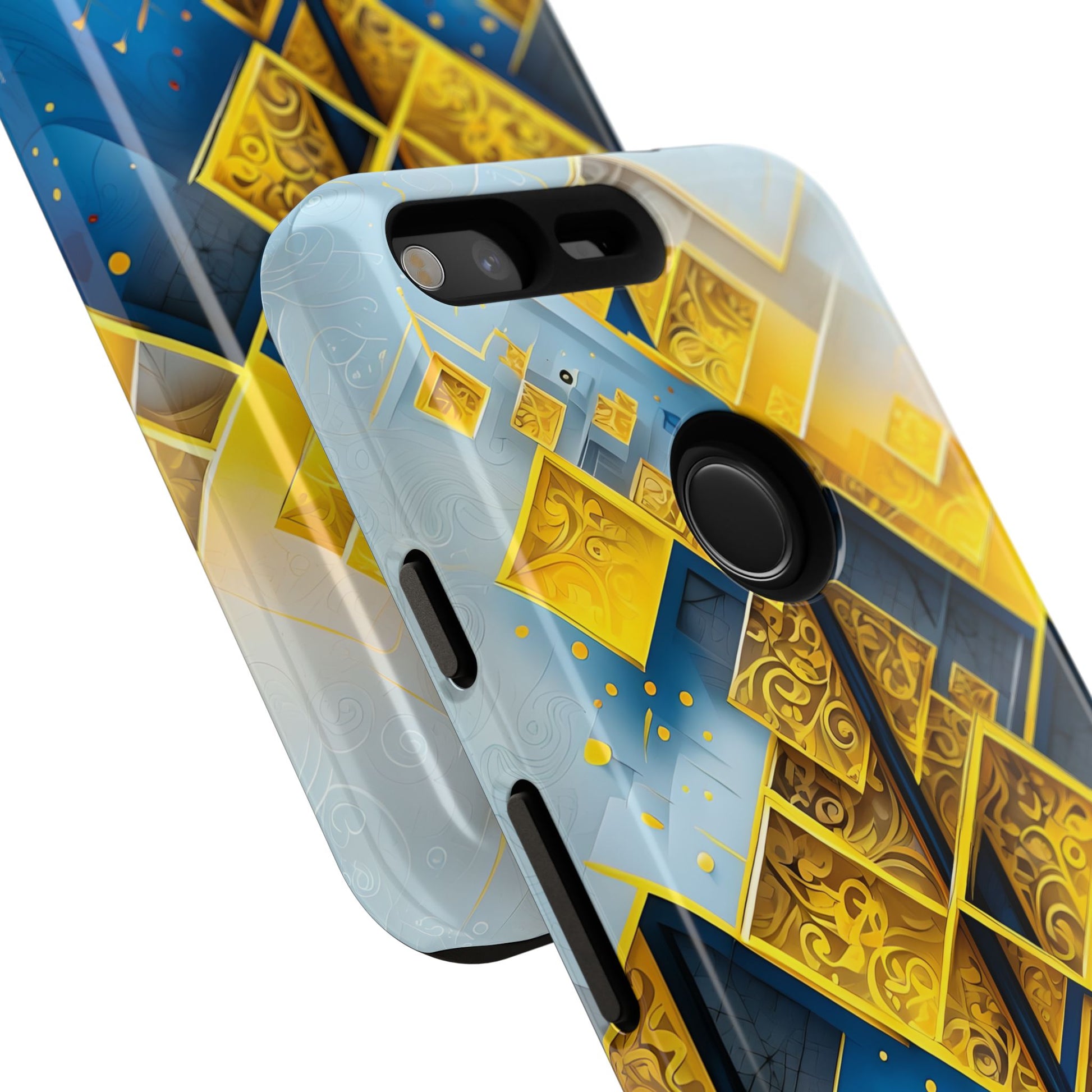 Golden Ascent Luxe Geometric Google Pixel Tough Case - Elegant Abstract Gold Design