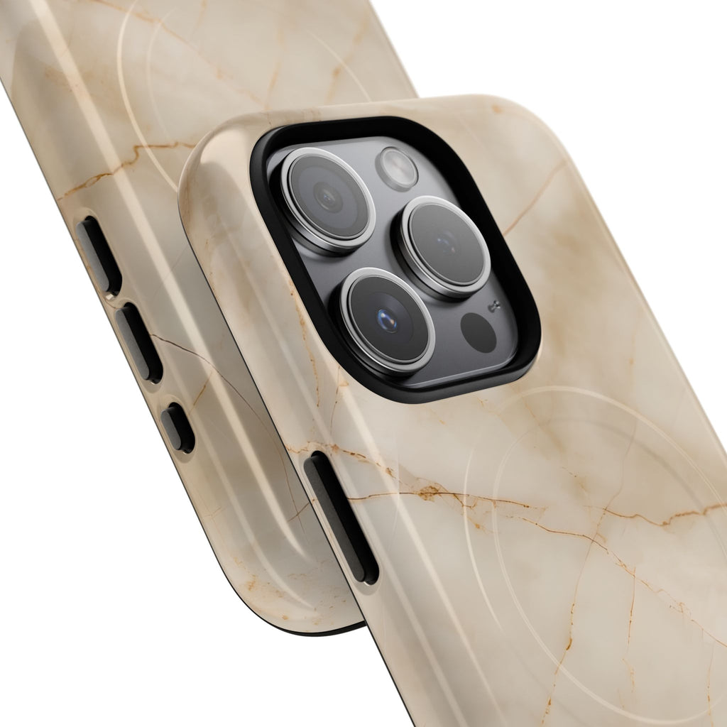 Parchment Mist - iPhone 15 Pro MagSafe Phone Case - Neutral Beige Marble Design