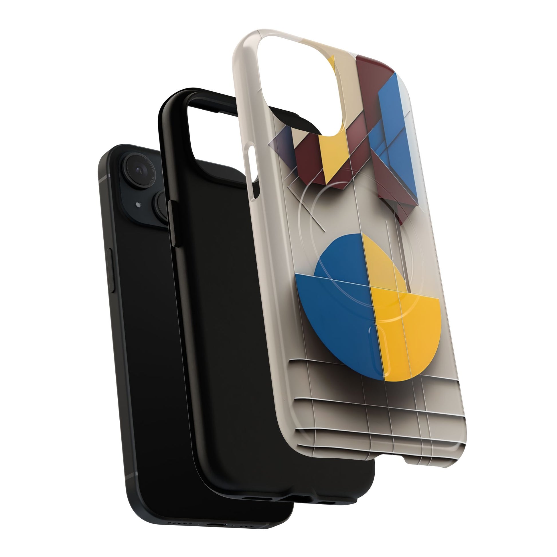 Chromatic Construct iPhone 15 MagSafe Phone Case -Modern Geometrical Design, Primary Colors