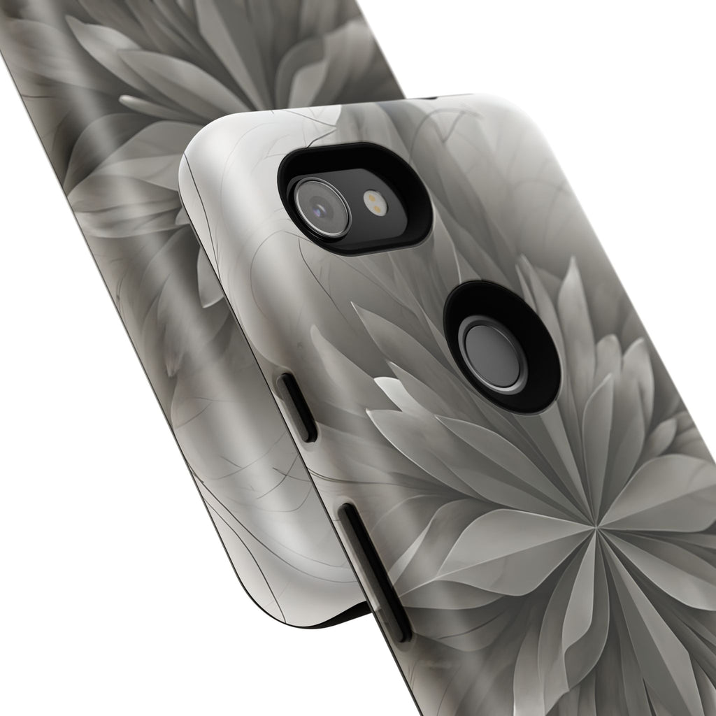 Silver Lotus - Elegant Monochrome Floral Google Pixel 3a Tough Phone Case - Modern Lotus Design