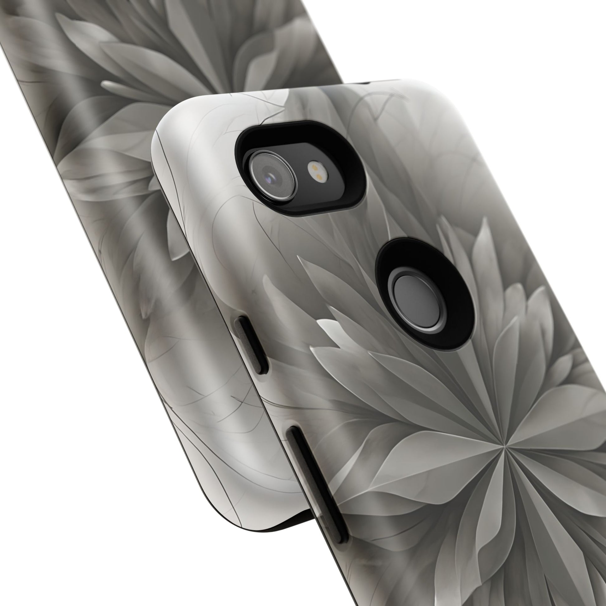Silver Lotus - Elegant Monochrome Floral Google Pixel 3a Tough Phone Case - Modern Lotus Design