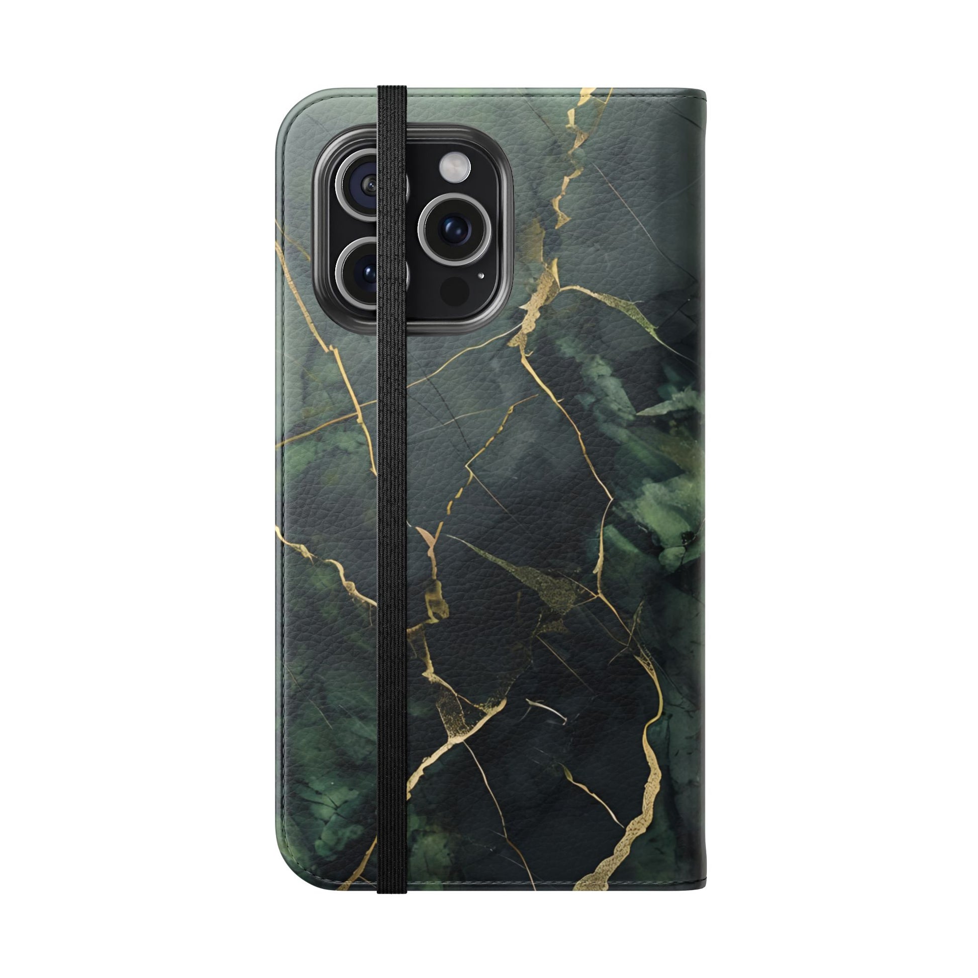 Verdant Vein - Green Marble Design Wallet Phone Case for iPhone 15 Pro Max