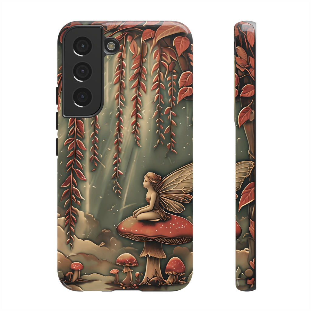 Willow Whisper - Tranquil Nature Art Samsung Galaxy S22 Tough Phone Case - Serene Willow Tree & Meditative Figure Design