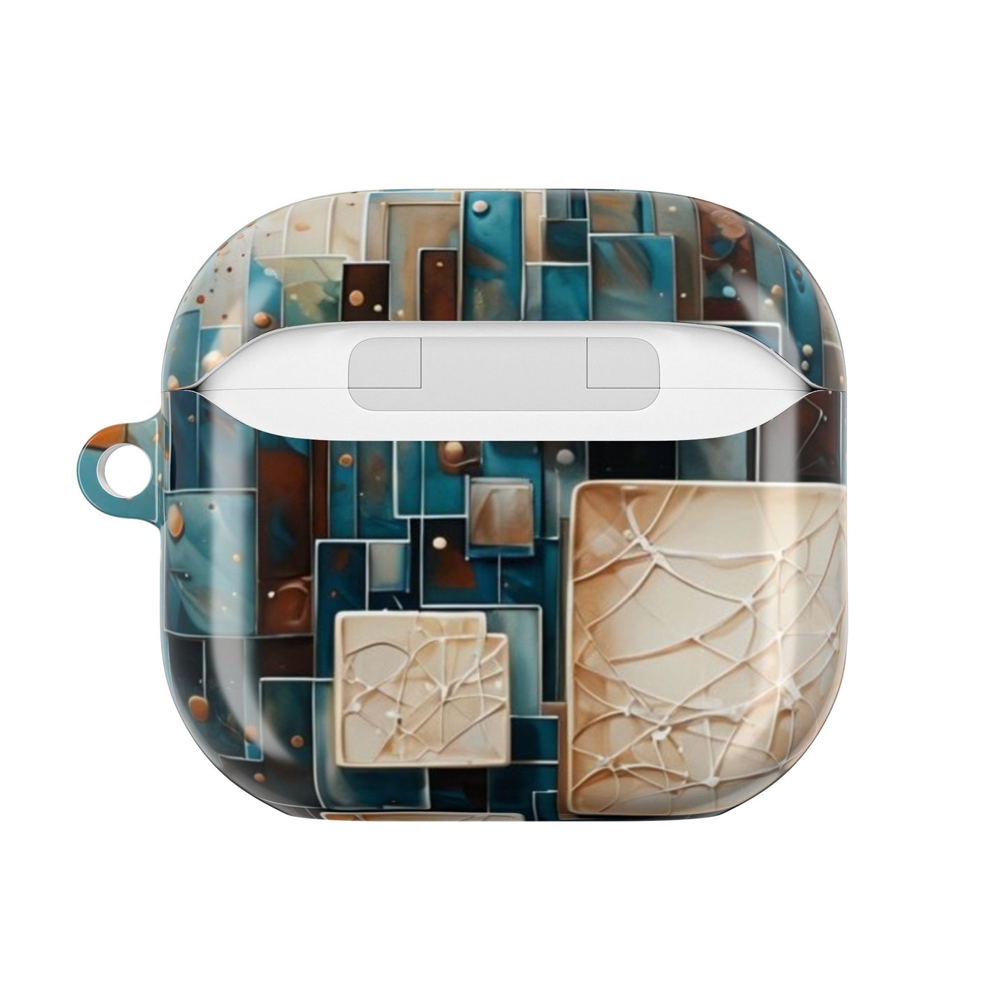 Architectural Drift AirPods Case - Modern Geometric Teal & Parchment Design for Gen 1, 2, 3, Pro Gen 1 & 2