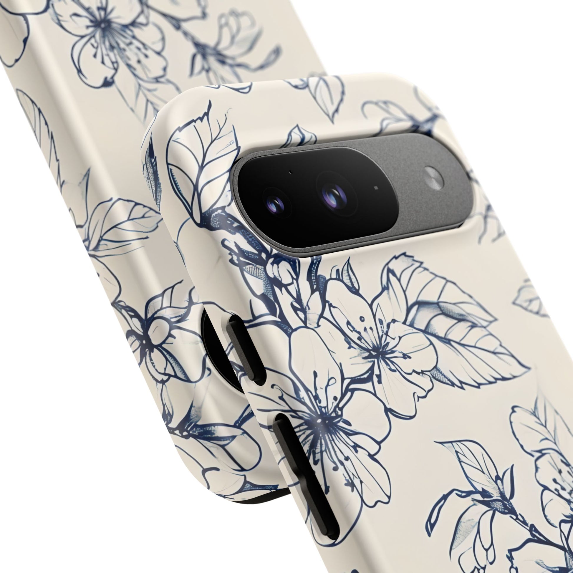 Blossom Sketch - Artistic Blue Floral Google Pixel 9 - Tough Phone Case - Hand-Drawn Botanical Design