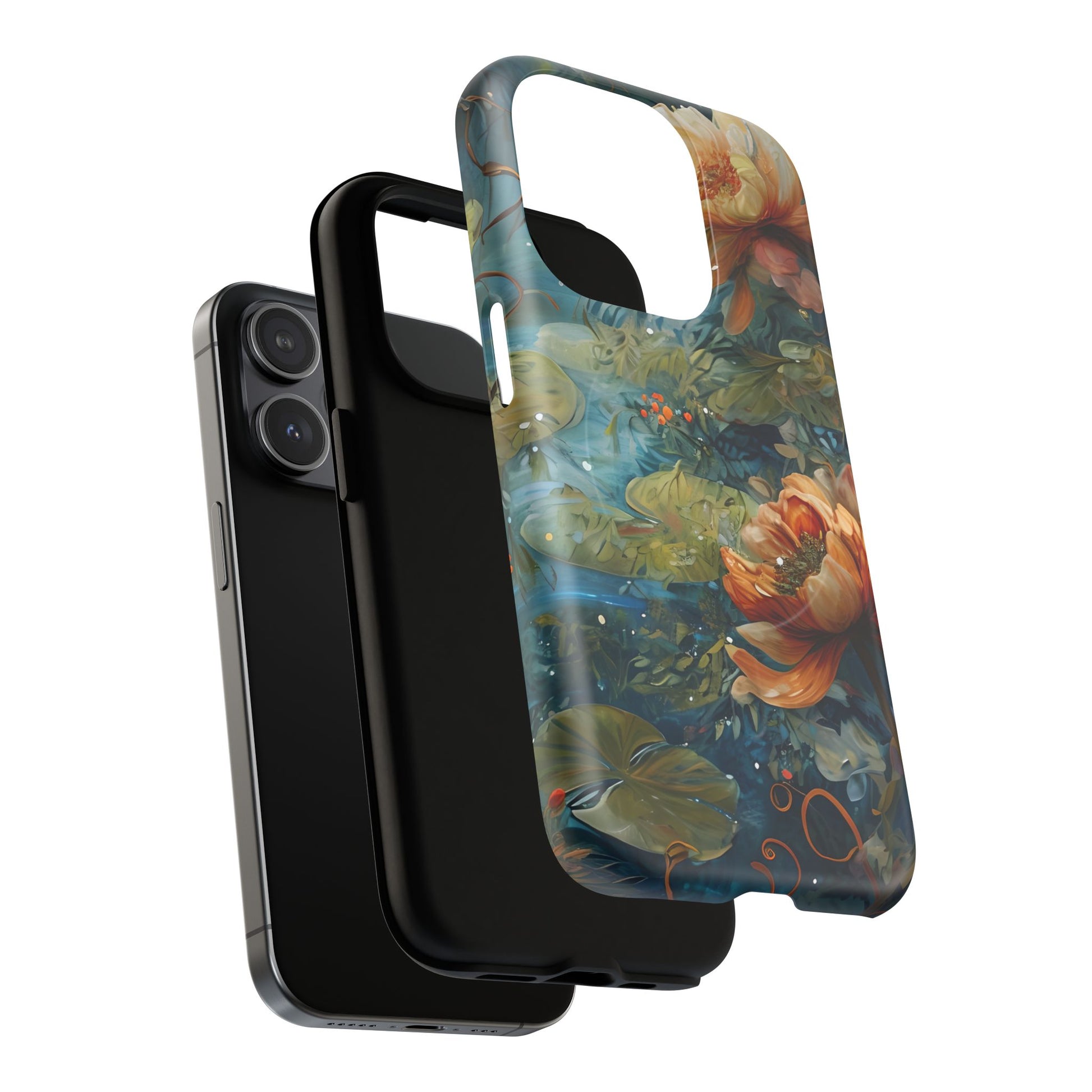 Waterlily Nocturne iPhone 15 Pro Case - Artistic Tough Cover - MagSafe Compatible - Premium Drop Protection