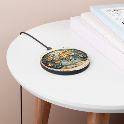 Celestial Map Qi Wireless Charger - 10W Fast Charging Pad for iPhone 15/16 - MagSafe Compatible Nautical Design