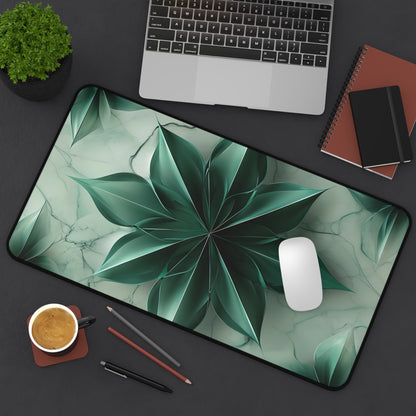 Emerald Bloom Designer Desk Mat - Premium Office Desk Pad, 3 Sizes Available, Artistic Workspace Protection