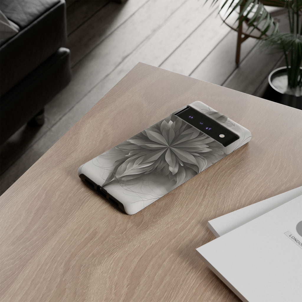 Silver Lotus - Elegant Monochrome Floral Google Pixel 6 Pro Tough Phone Case - Modern Lotus Design