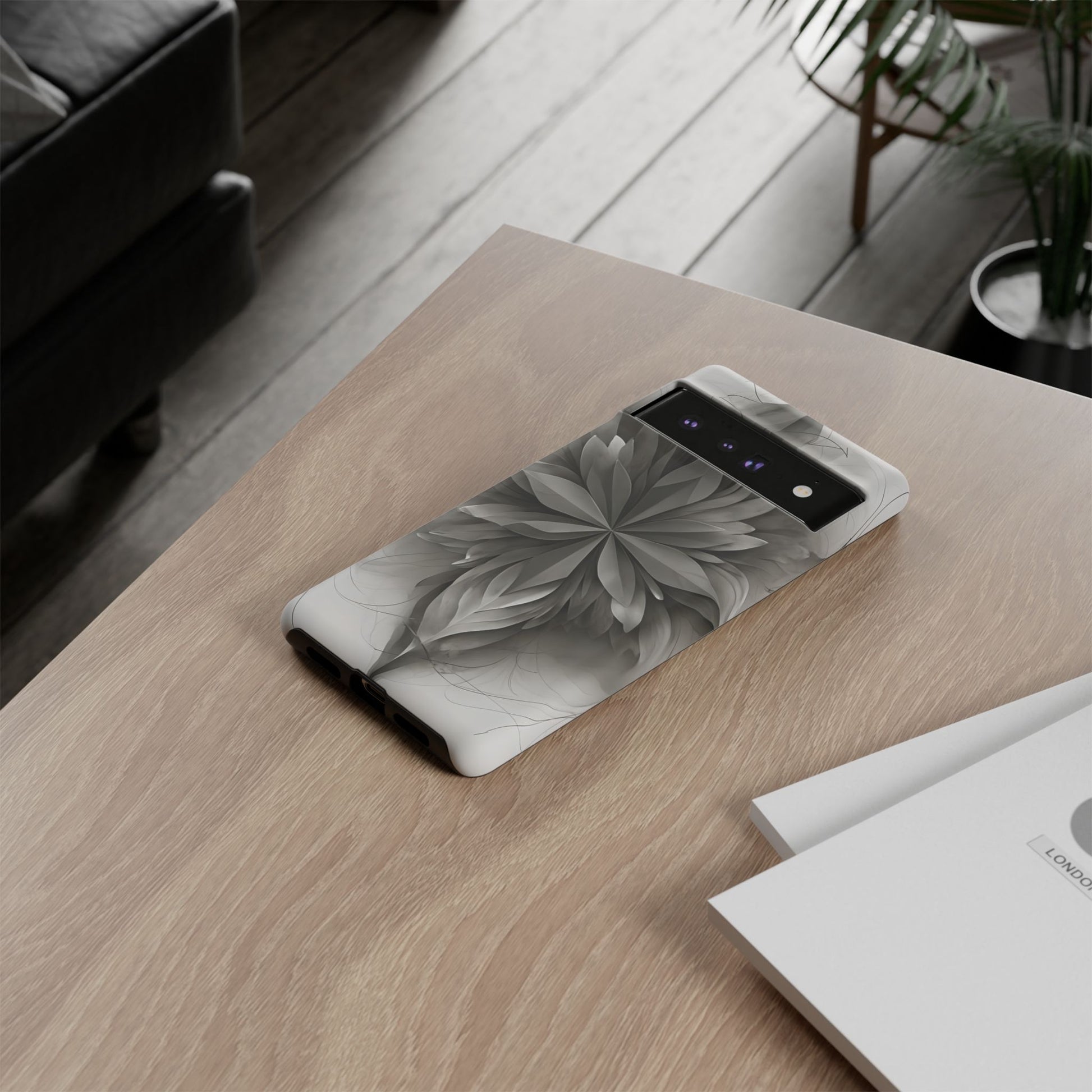 Silver Lotus - Elegant Monochrome Floral Google Pixel 6 Pro Tough Phone Case - Modern Lotus Design