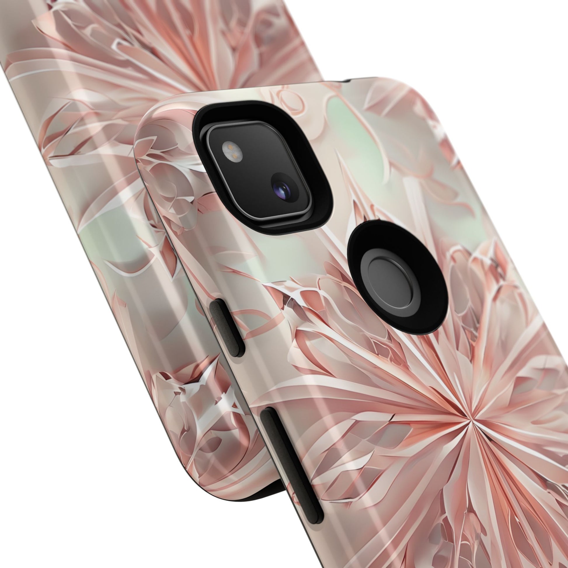Blush Frost from our Kaleidoscope Collection - Google Pixel 4a tough case - Soft Pink Geometric Floral Design