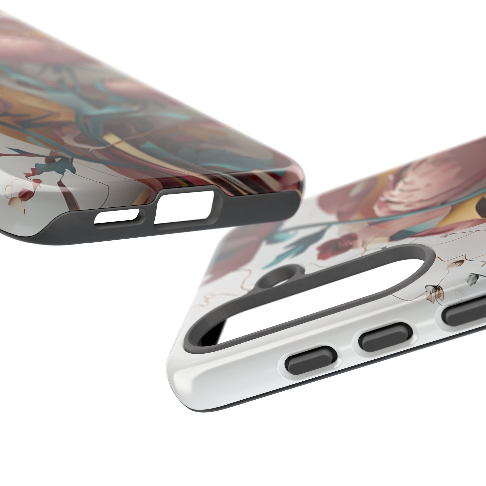 Blushing Peony Veil - Elegant Painterly Floral Samsung Galaxy S25 Tough Phone Case - Soft Blush & Teal Peony Design
