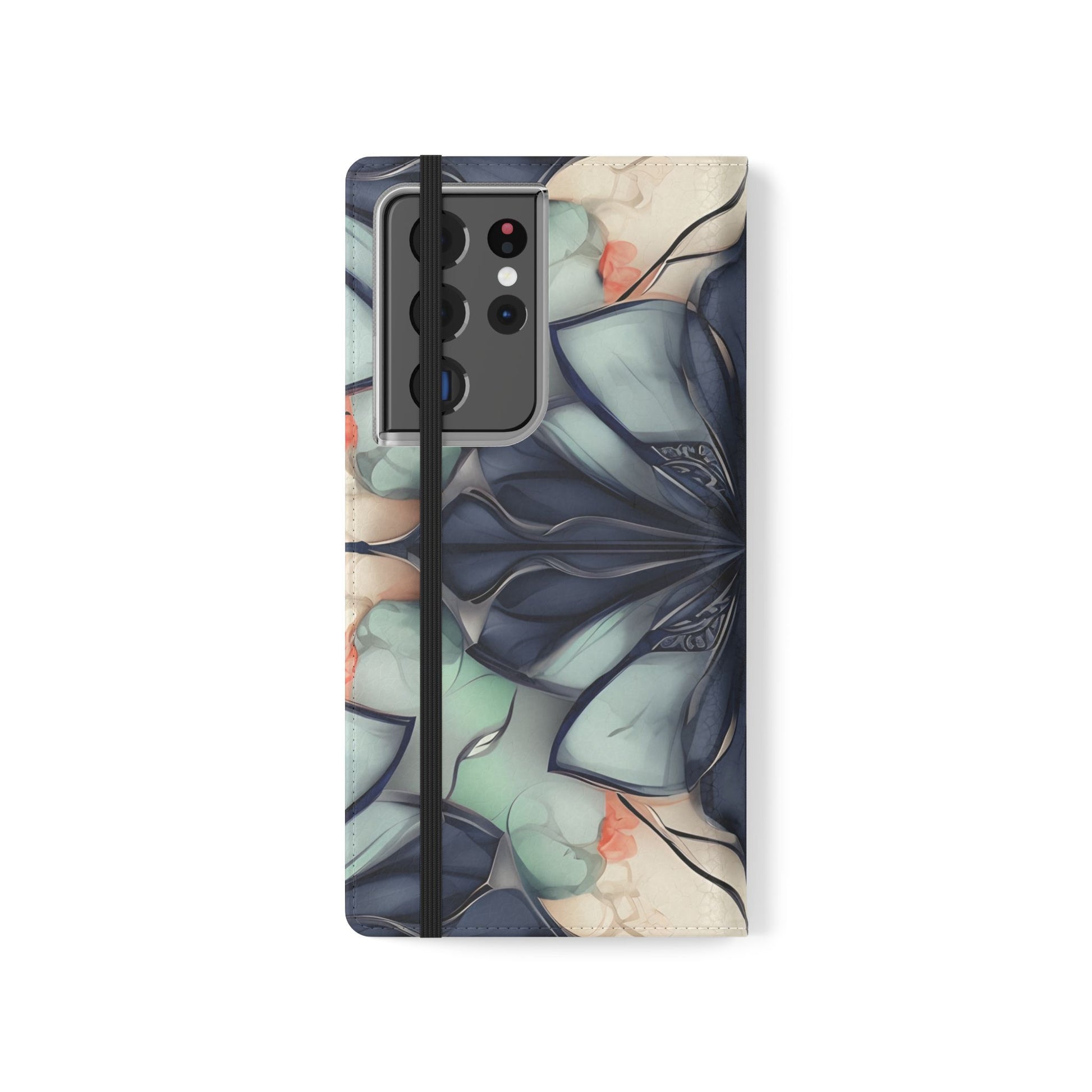 Midnight Mosaic - Abstract Floral Flip Phone Case for Samsung Galaxy S21 Ultra