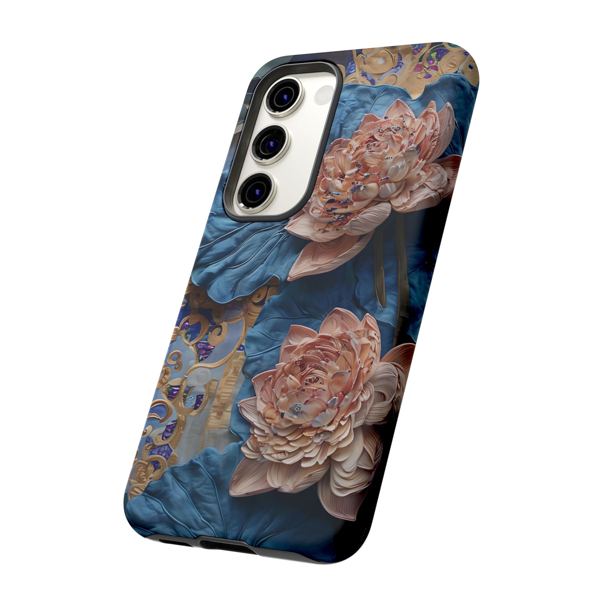 Peony Midnight Tapestry - Samsung Galaxy S23 - Elegant Blue & Blush Artful Phone Cover