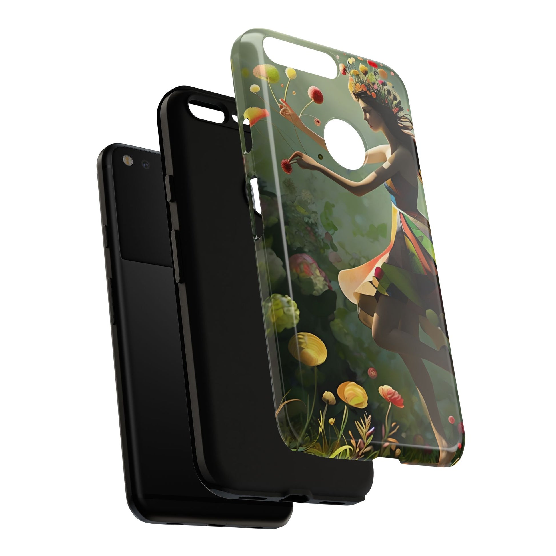 Dancing Wildflower Muse Google Pixel XL Tough Case - Artistic Floral Fantasy Cover - Whimsical Nature-Inspired Protective Accessory