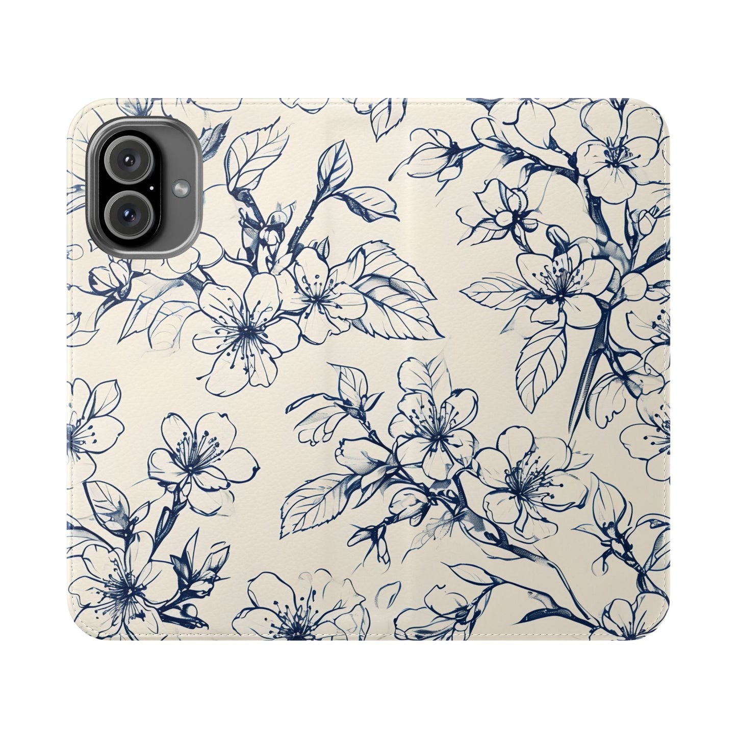 Blossom Sketch - Minimalist Floral Flip Phone Case for iPhone