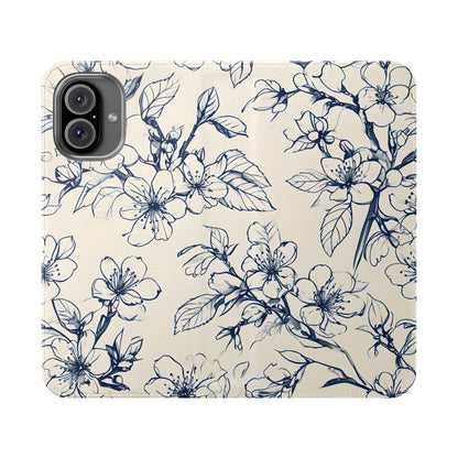 Blossom Sketch - Minimalist Floral Flip Phone Case for iPhone